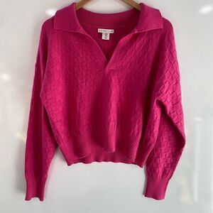 Sincerely Jules Women’s Pink Box Collared Knit Pullover Sweater Size Medium